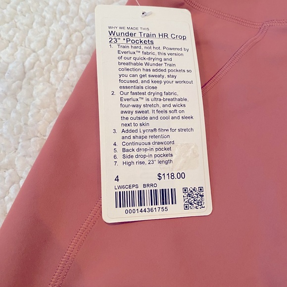 Lululemon Brier Rose Wunder Train HR Crop 23” - Picture 5 of 6